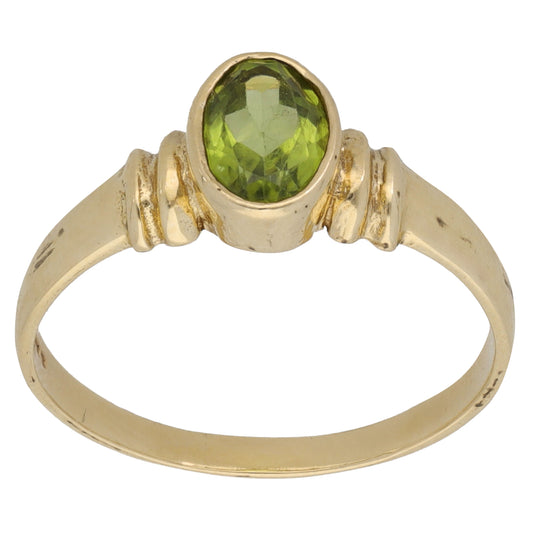 9ct Gold Peridot Single Stone Ring Size Q