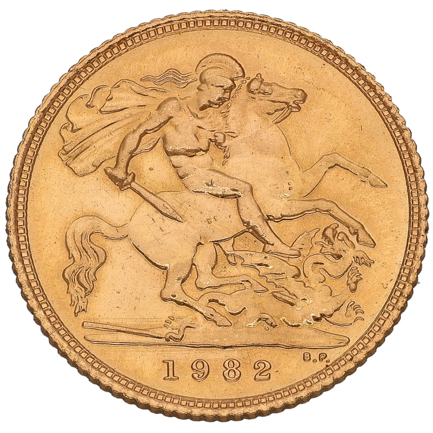 22ct Gold Queen Elizabeth II Half Sovereign Coin 1982