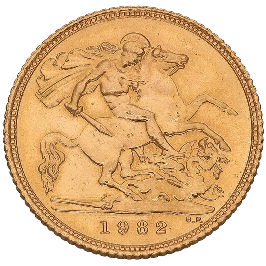 22ct Gold Queen Elizabeth II Half Sovereign Coin 1982