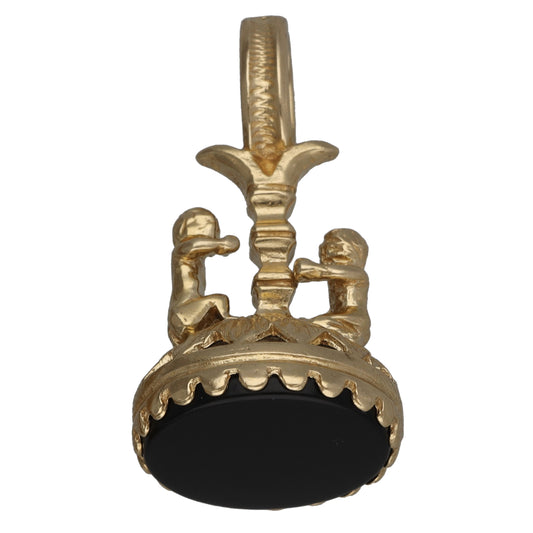 9ct Gold Onyx Fob Pendant