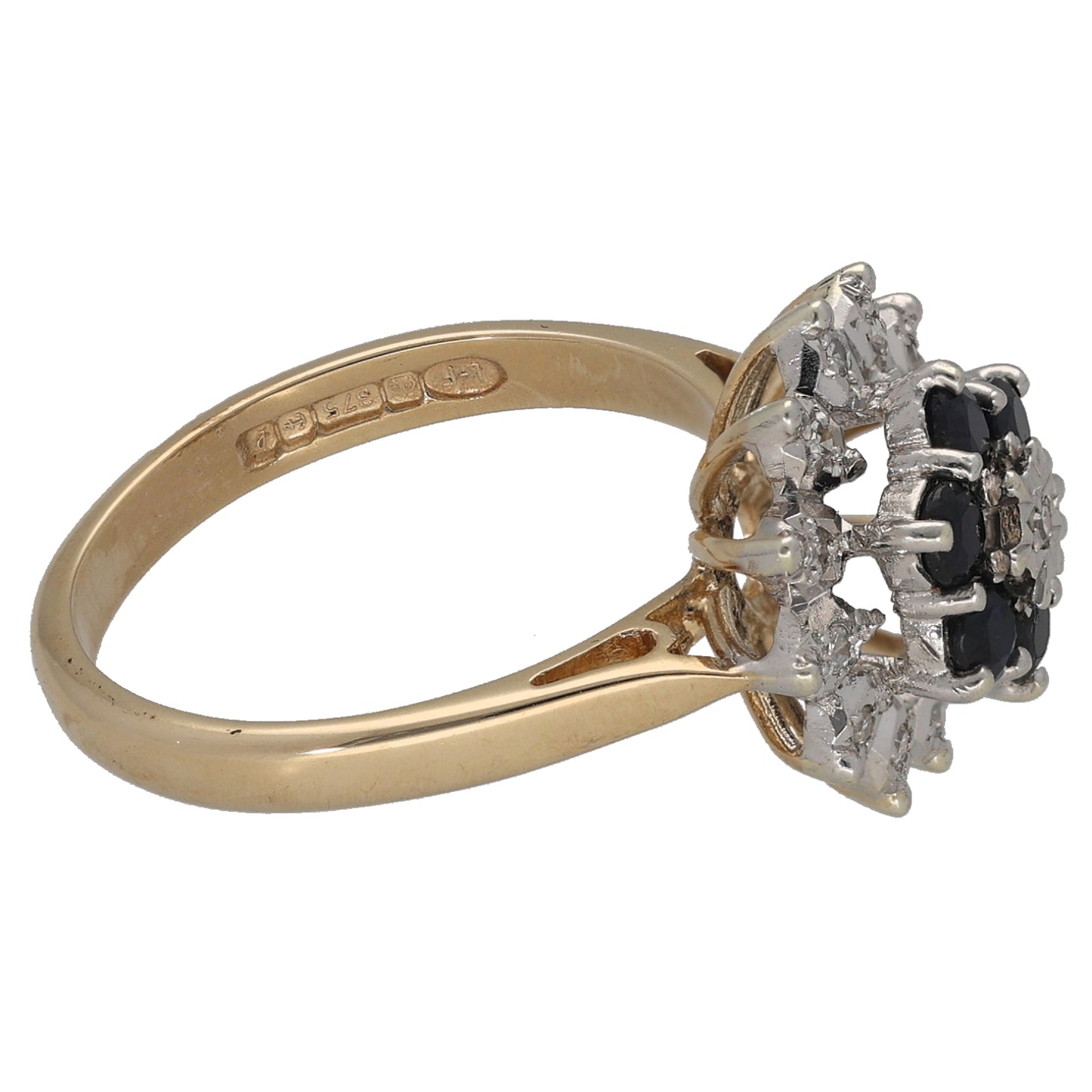 9ct Gold Sapphire & 0.065ct Diamond Dress/Cocktail Ring Size L