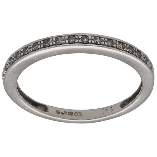 White gold half eternity ring with round diamonds, size K