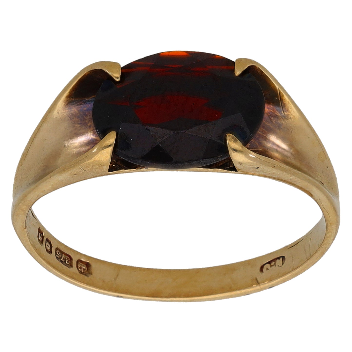 9ct Gold Garnet Single Stone Ring Size M