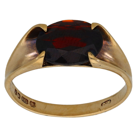 9ct Gold Garnet Single Stone Ring Size M