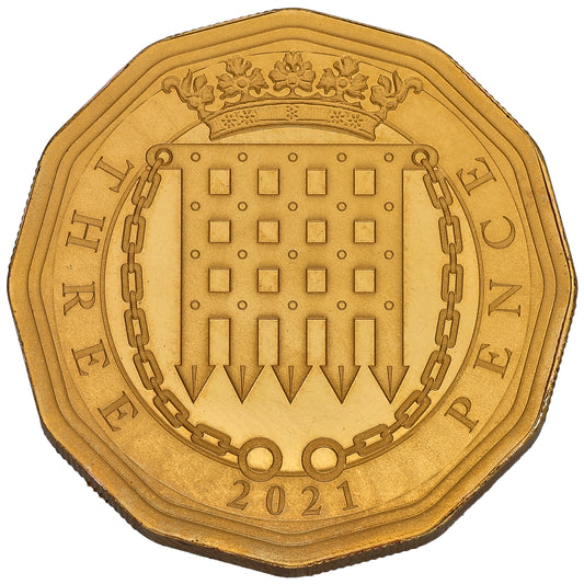 22ct Gold Queen Elizabeth II Three Pence Coin 2021