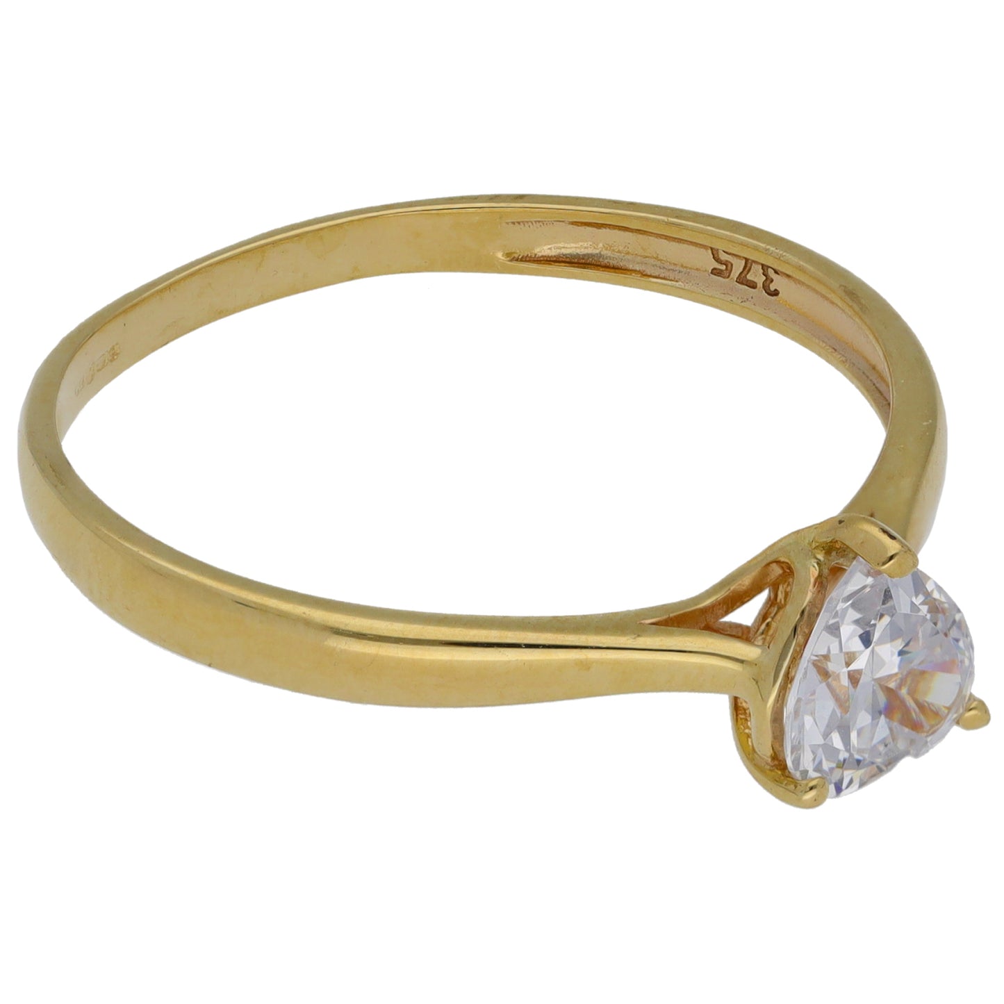 9ct Gold Cubic Zirconia Single Stone Ring Size V