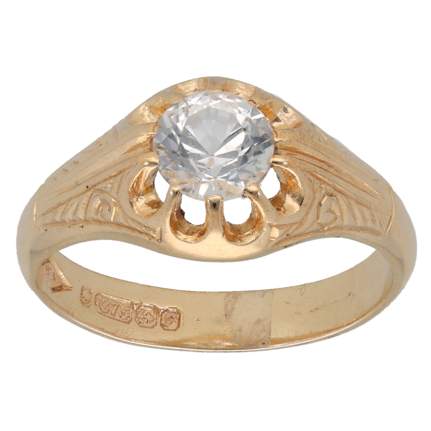 9ct Gold Imitation Single Stone Ring Size P