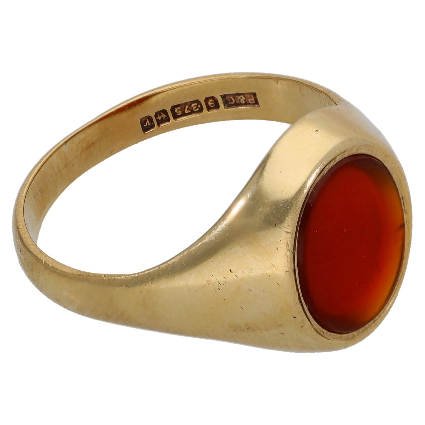 9ct Gold Carnelian Plain Signet Ring Size U