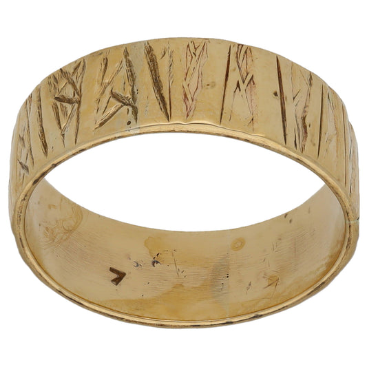 9ct Gold Patterned Wedding Ring Size M