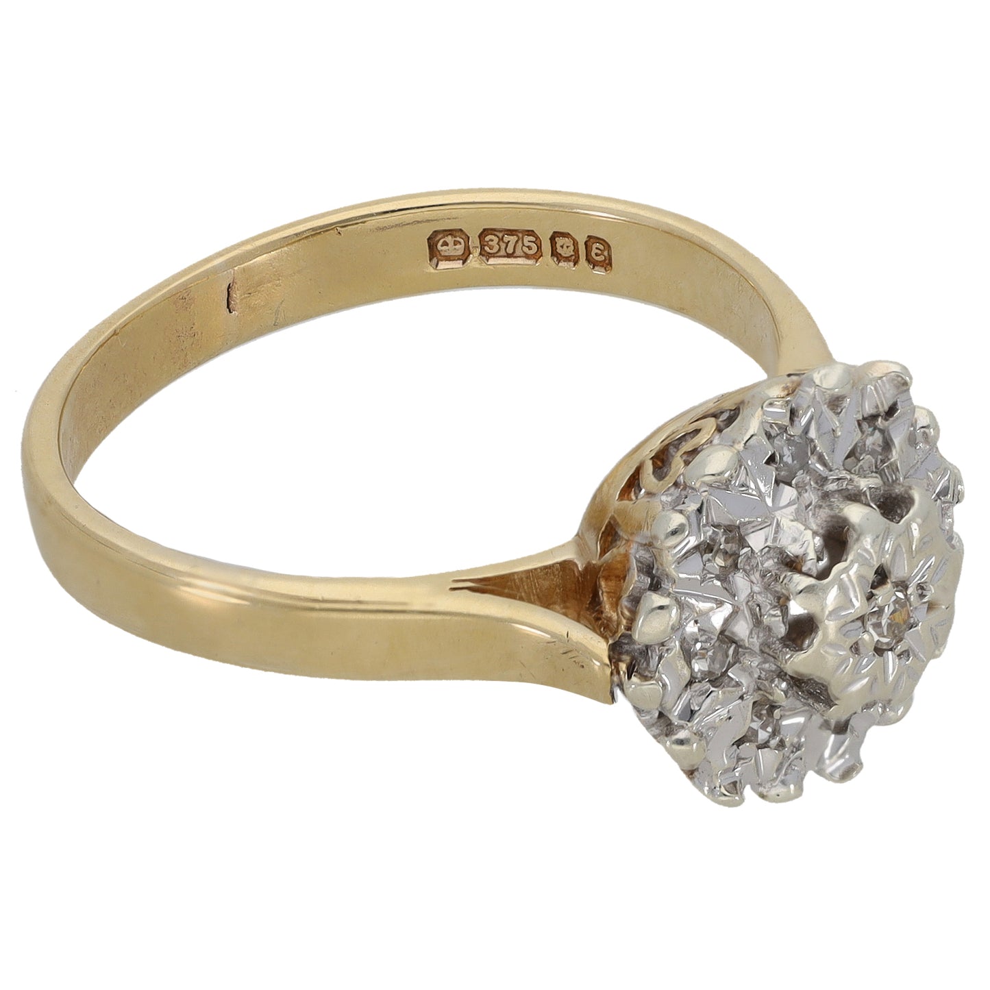 9ct Gold 0.05ct Diamond Cluster Ring Size O