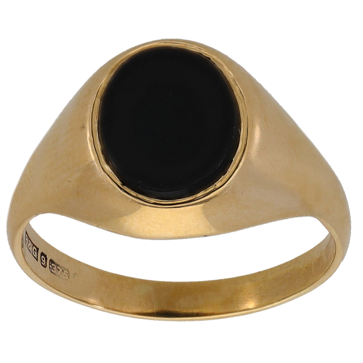9ct Gold Onyx Single Stone Signet Ring Size O