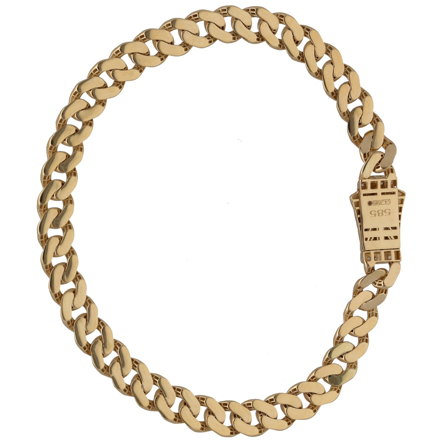 New 14ct Gold Greek Key Cubic Zirconia Cuban Bracelet