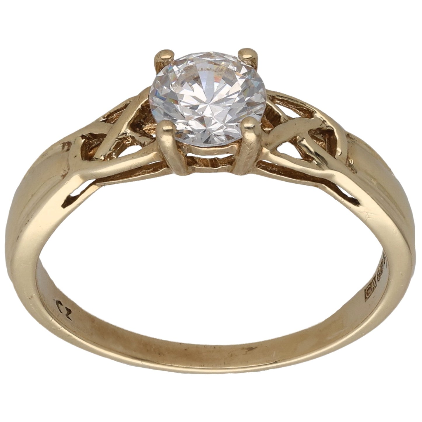 9ct Gold Cubic Zirconia Single Stone Ring Size O