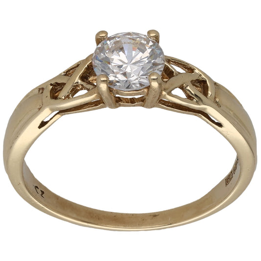 9ct Gold Cubic Zirconia Single Stone Ring Size O