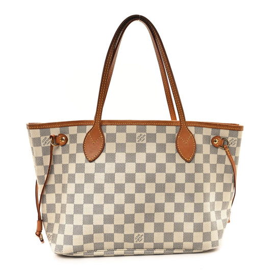 Louis Vuitton Neverfull Damier Azur Coated Canvas Bag - White