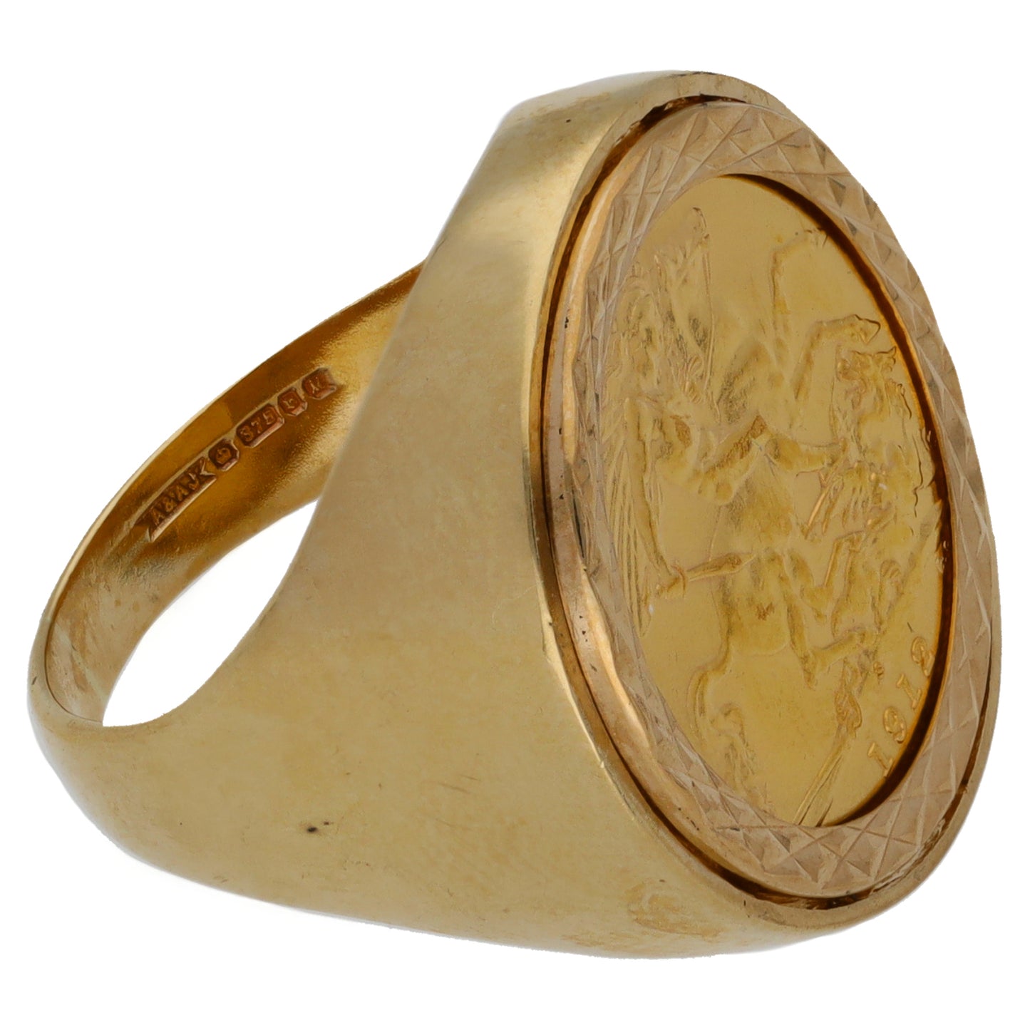 9ct Gold Half Sovereign Coin Ring Size N