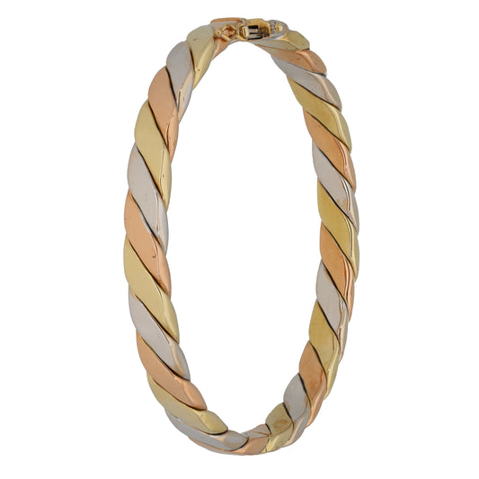 9ct Tri-Colour Gold Hinged/Clasp Bangle