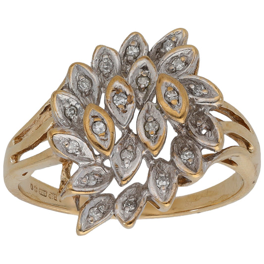 9ct Gold 0.10ct Diamond Dress/Cocktail Ring Size O