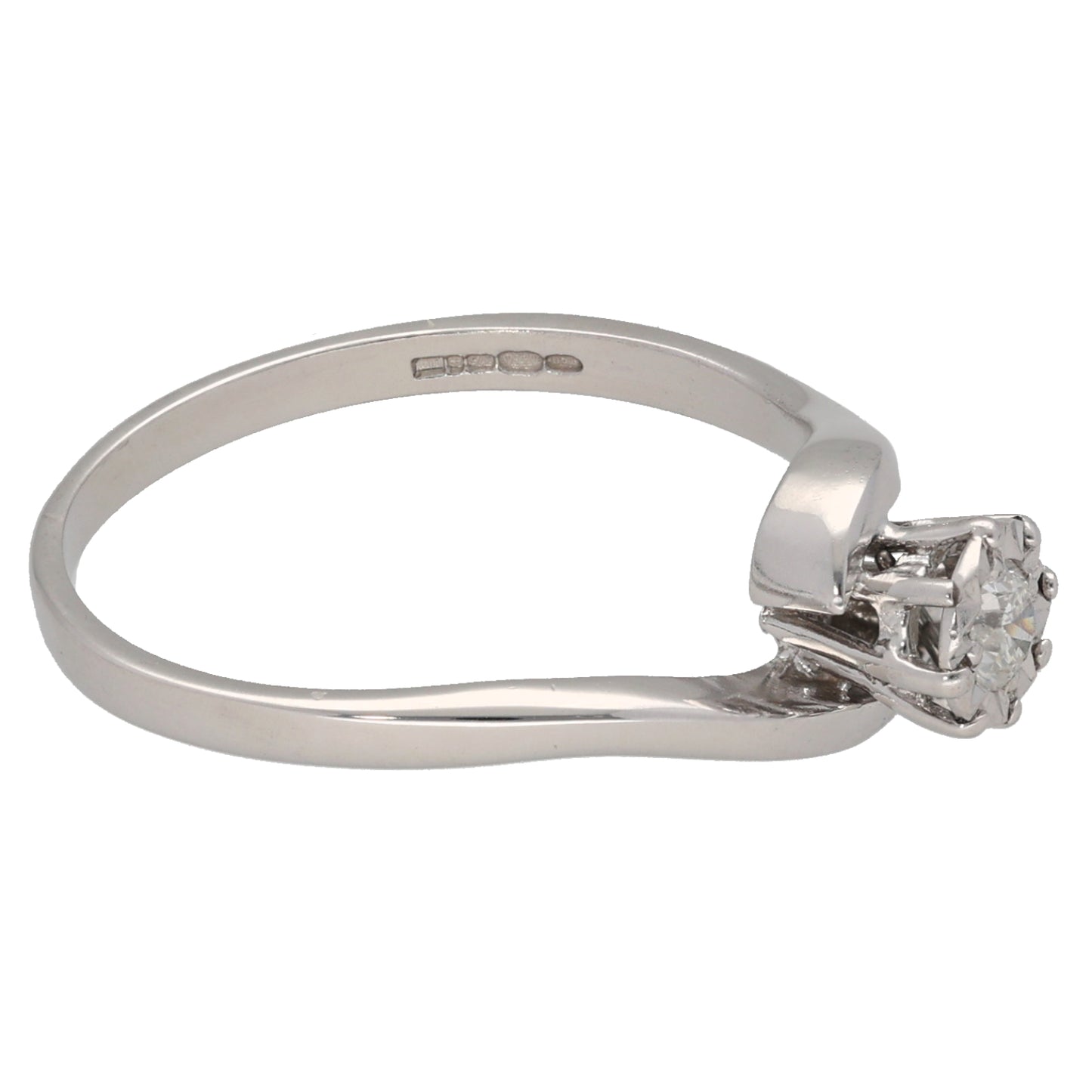 9ct White Gold 0.12ct Diamond Solitaire Ring Size O