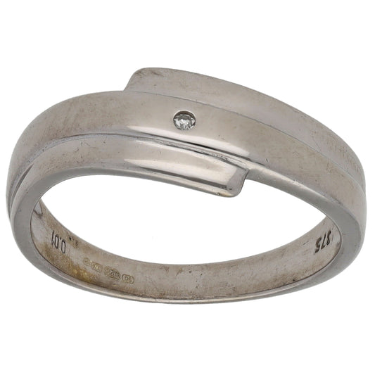 9ct White Gold 0.01ct Diamond Alternative Ring Size P