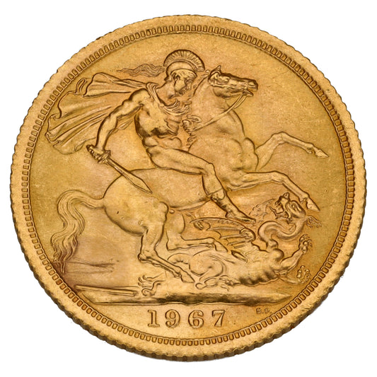 22ct Gold Queen Elizabeth II Full Sovereign Coin 1967