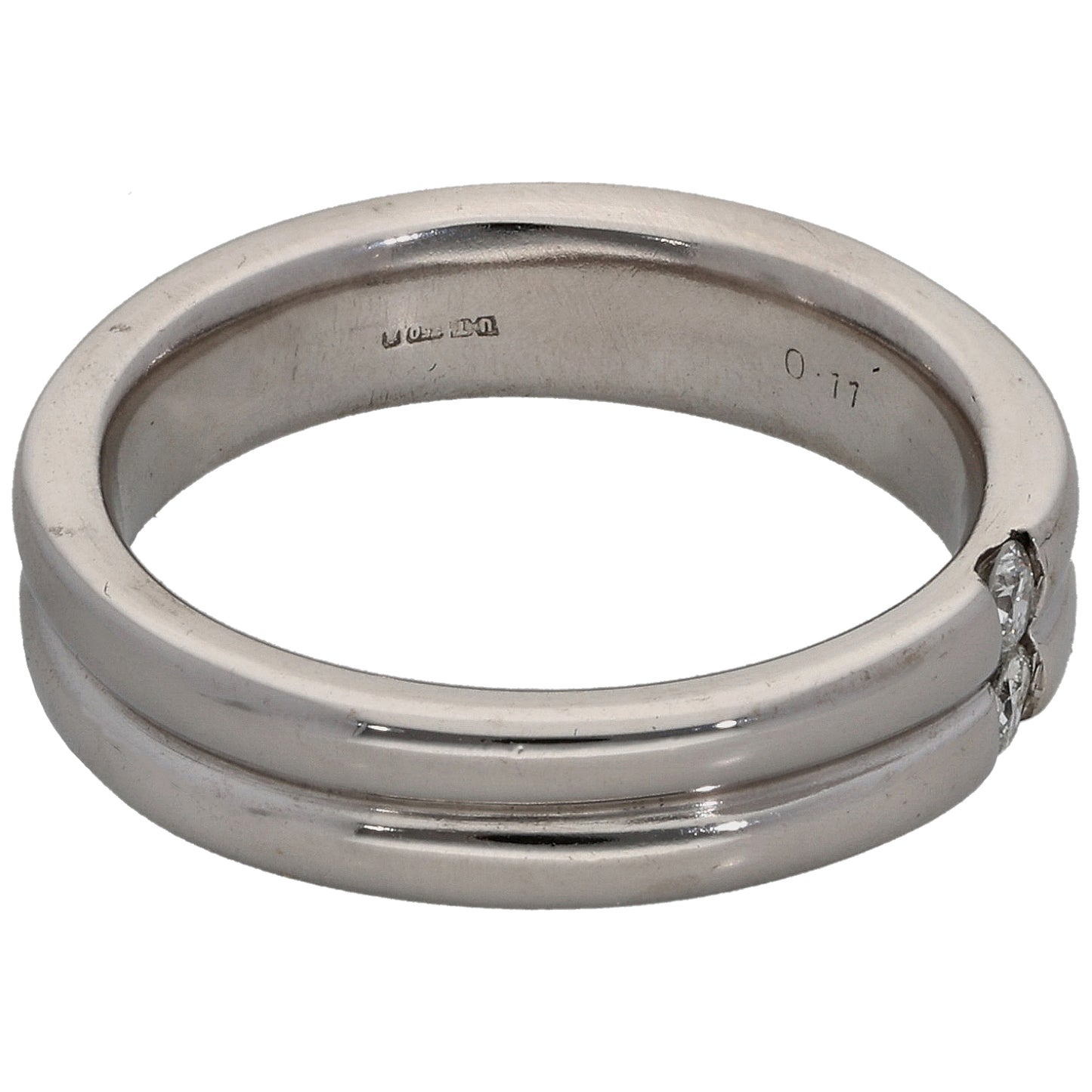 18ct White Gold 0.11ct Diamond Patterned Wedding Ring Size M