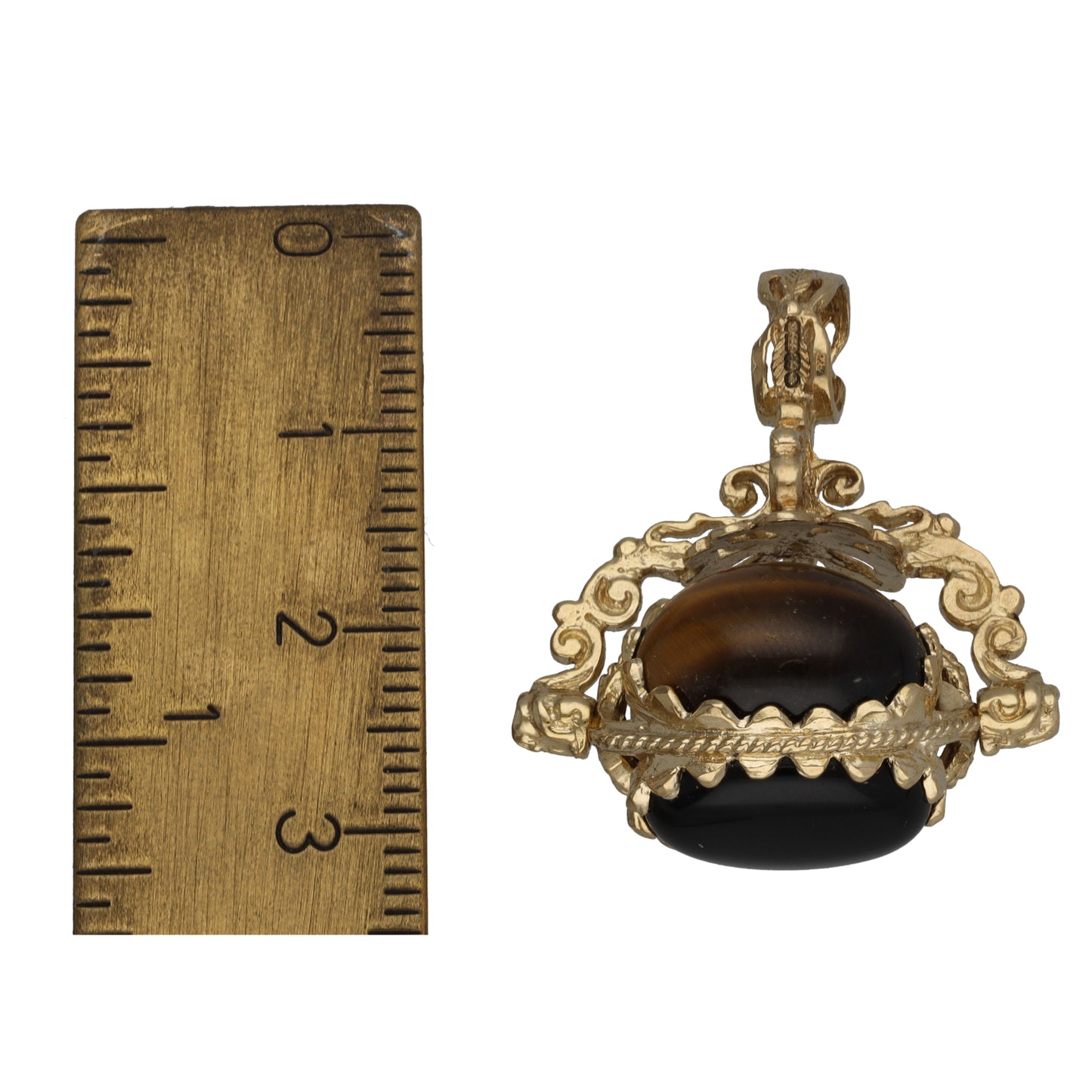 9ct Gold Carnelian, Tiger's Eye & Onyx Fob Pendant