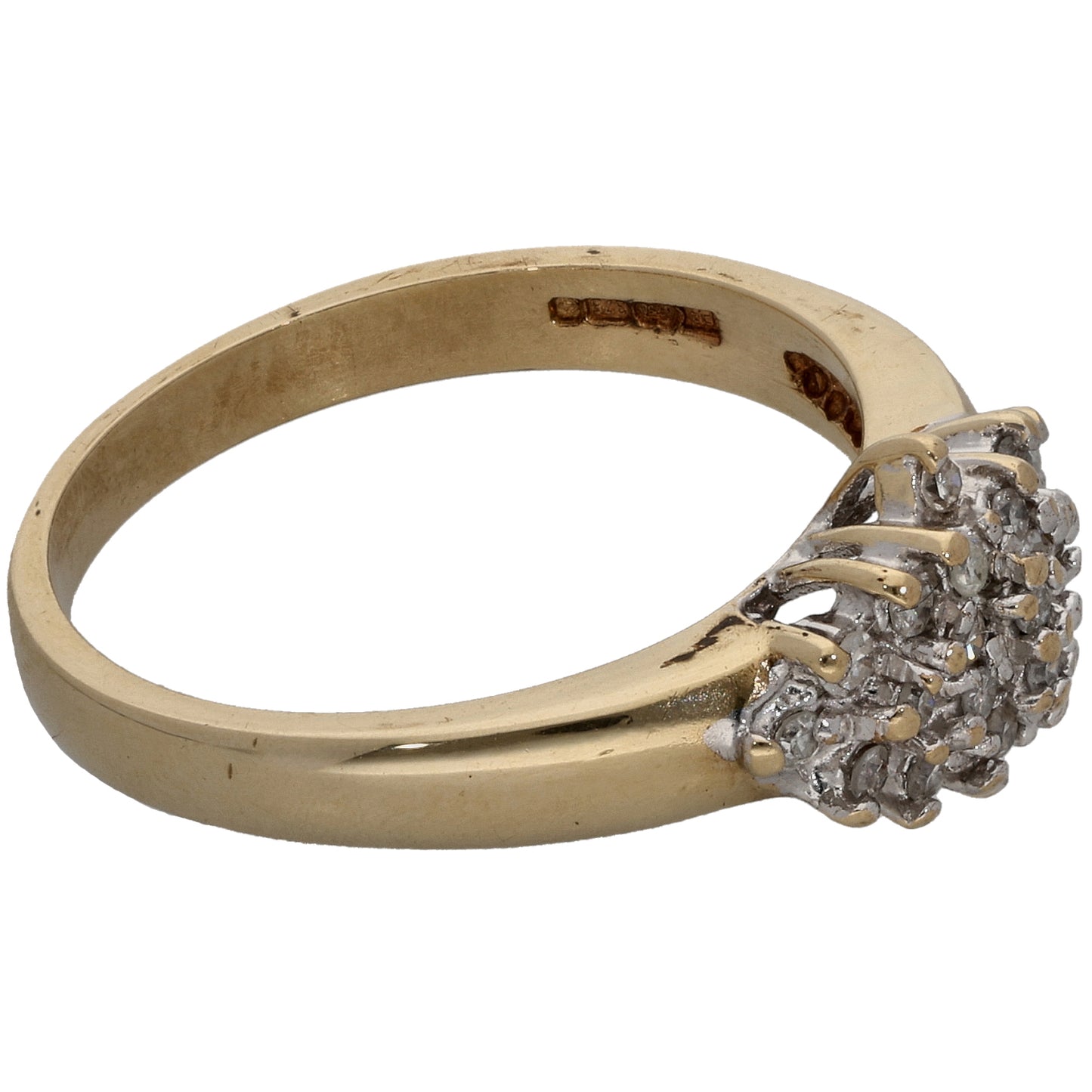 9ct Gold 0.18ct Diamond Cluster Ring Size L
