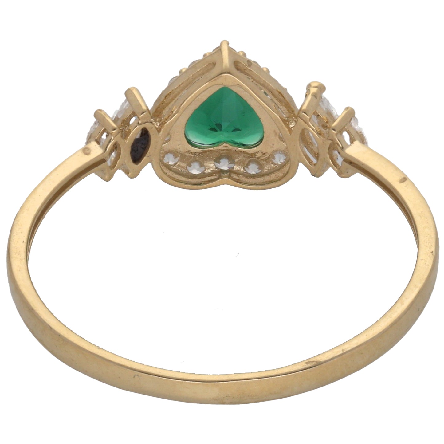 New 9ct Gold Cluster Green Cubic Zirconia Heart Ring