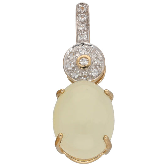 9ct Gold Jade & Imitation Dress/Cocktail Pendant