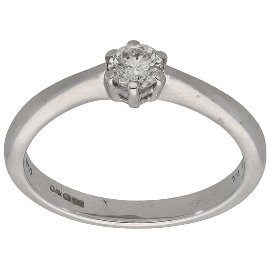 18ct White Gold 0.33ct Diamond Solitaire Ring Size O