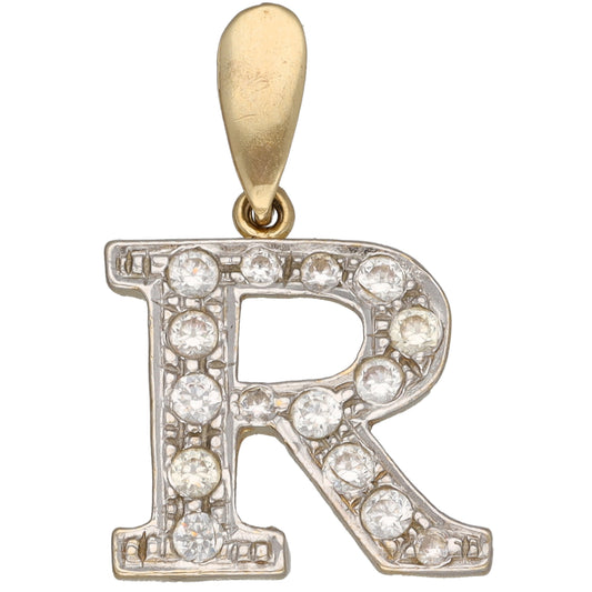 9ct Gold Cubic Zirconia Initial 'R' Pendant