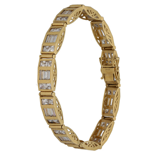 9ct Gold Cubic Zirconia Fancy Stone Set Bracelet