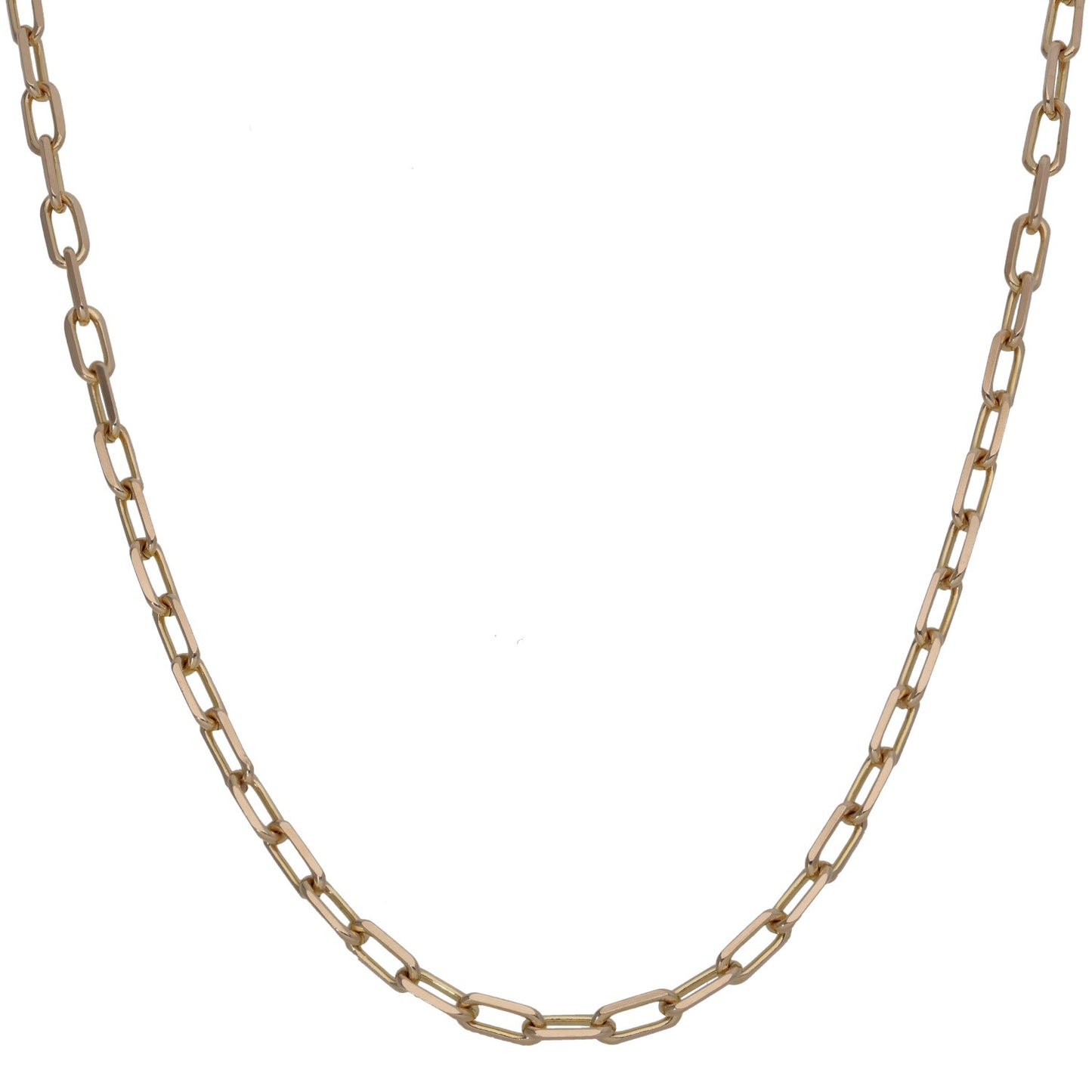 9ct gold belcher chain necklace, 24-inch linked curb links