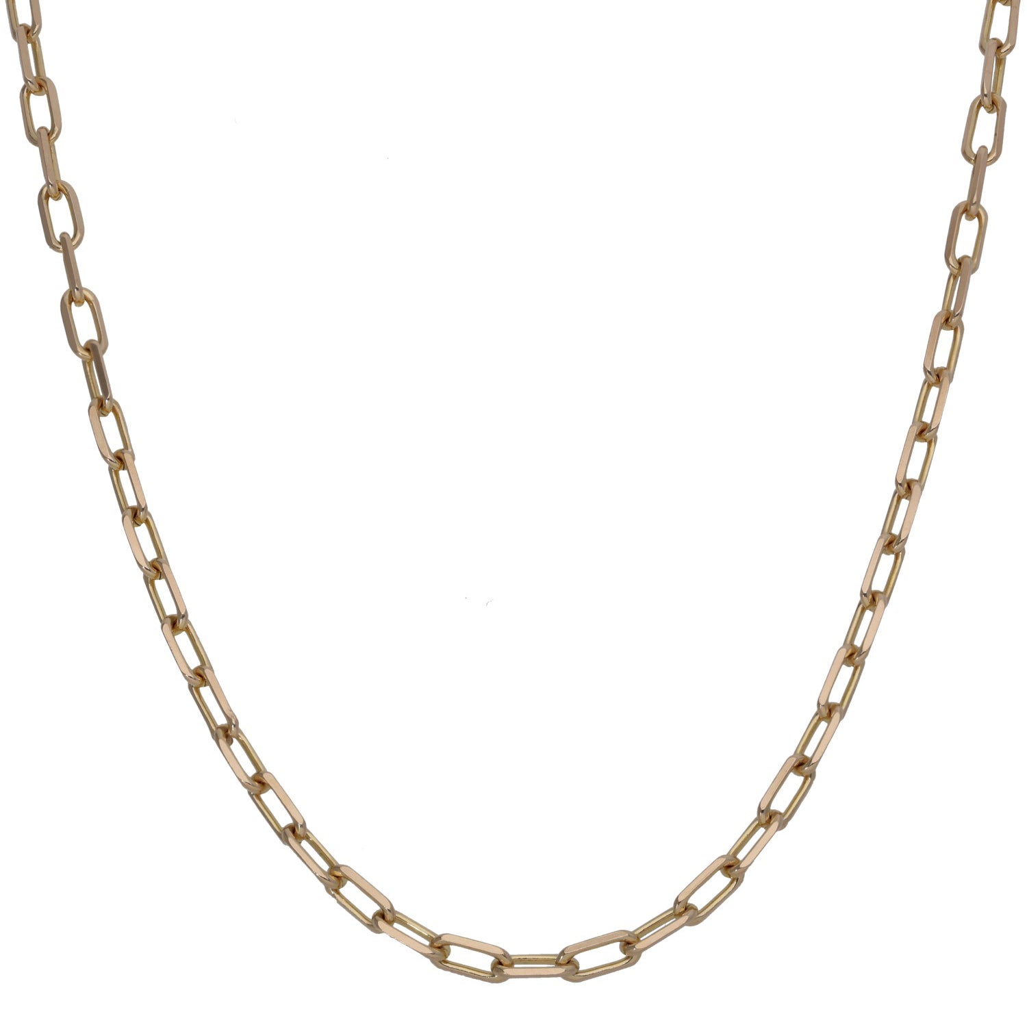 9ct gold belcher chain necklace, 24-inch linked curb links