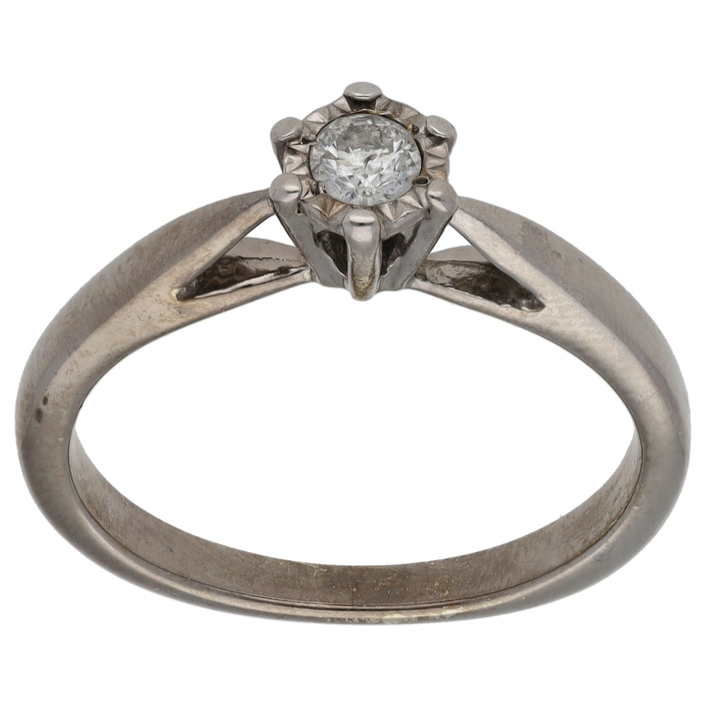 9ct White Gold 0.15ct Diamond Solitaire Ring Size M