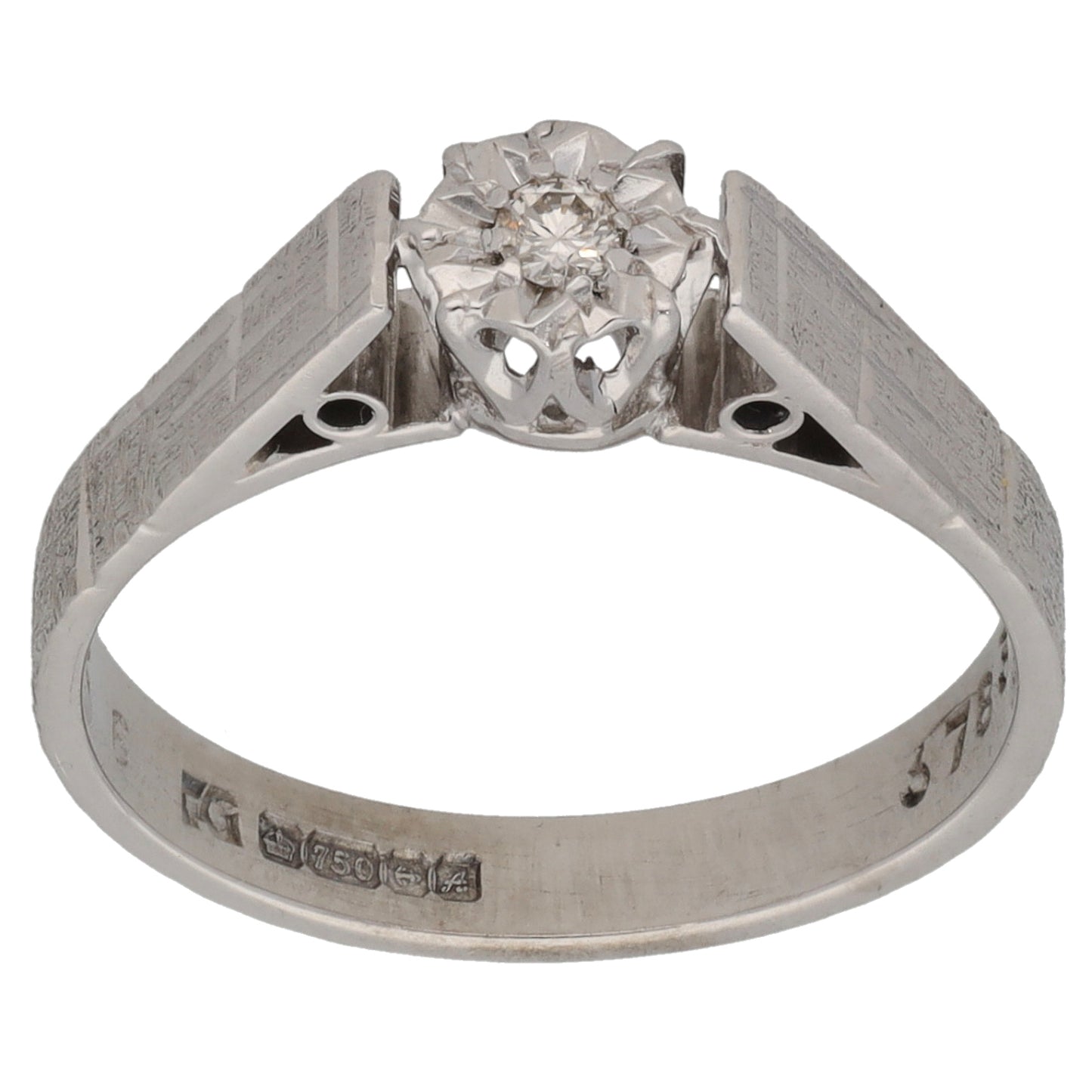 18ct White Gold 0.04ct Diamond Solitaire Ring Size M