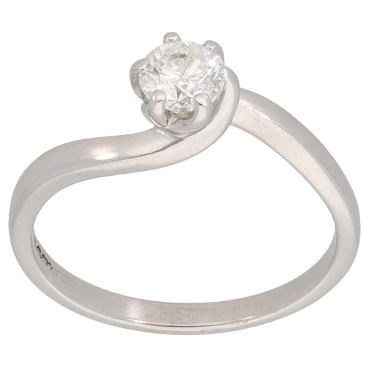 9ct White Gold 0.50ct Diamond Solitaire Ring Size O