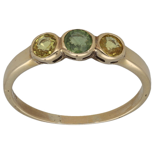 9ct Gold Sapphire Trilogy Ring Size R