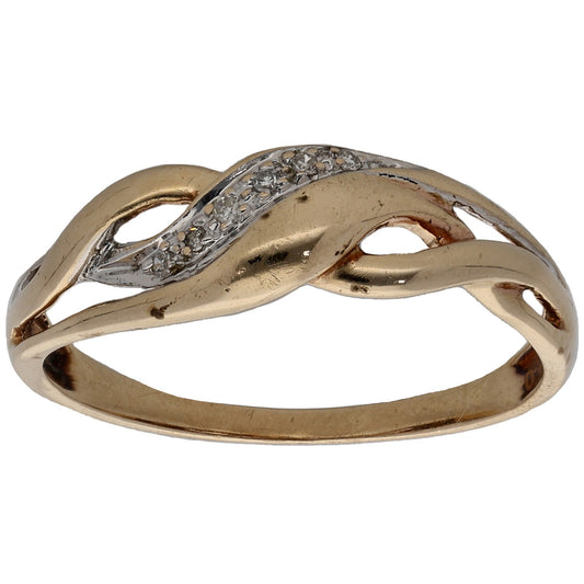 9ct Gold 0.03ct Diamond Dress/Cocktail Ring Size O