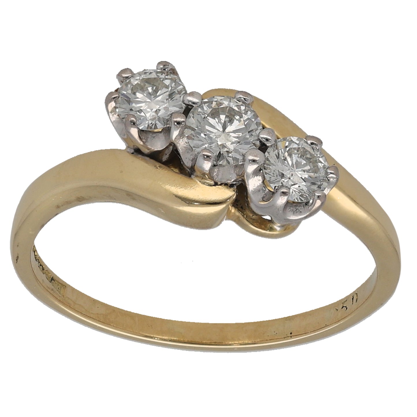 18ct Gold 0.50ct Diamond Trilogy Ring Size N