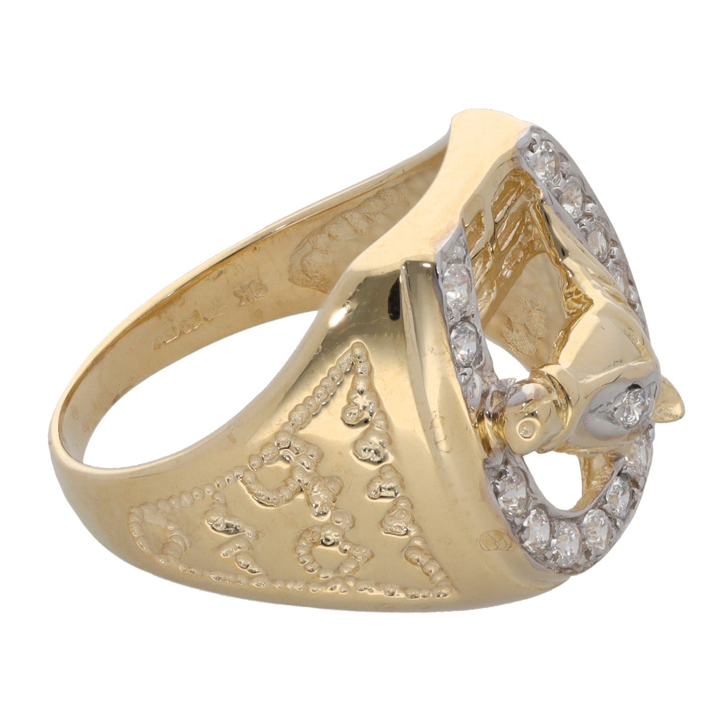 9ct Gold Cubic Zirconia Horseshoe Ring