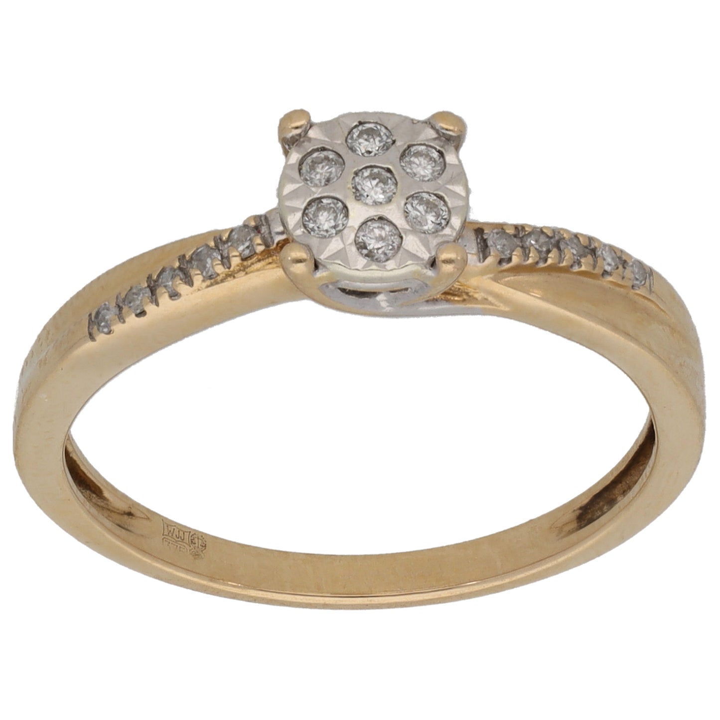 9ct Gold 0.10ct Diamond Cluster Ring Size L