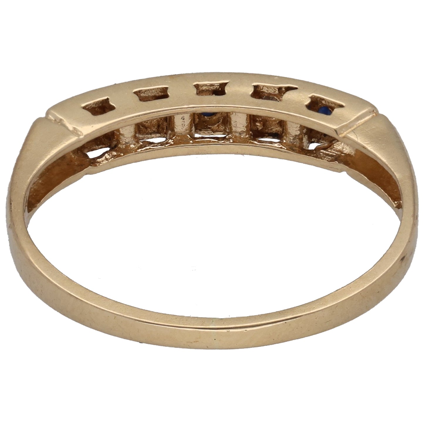 9ct Gold Sapphire & 0.02ct Diamond Half Eternity Ring Size L