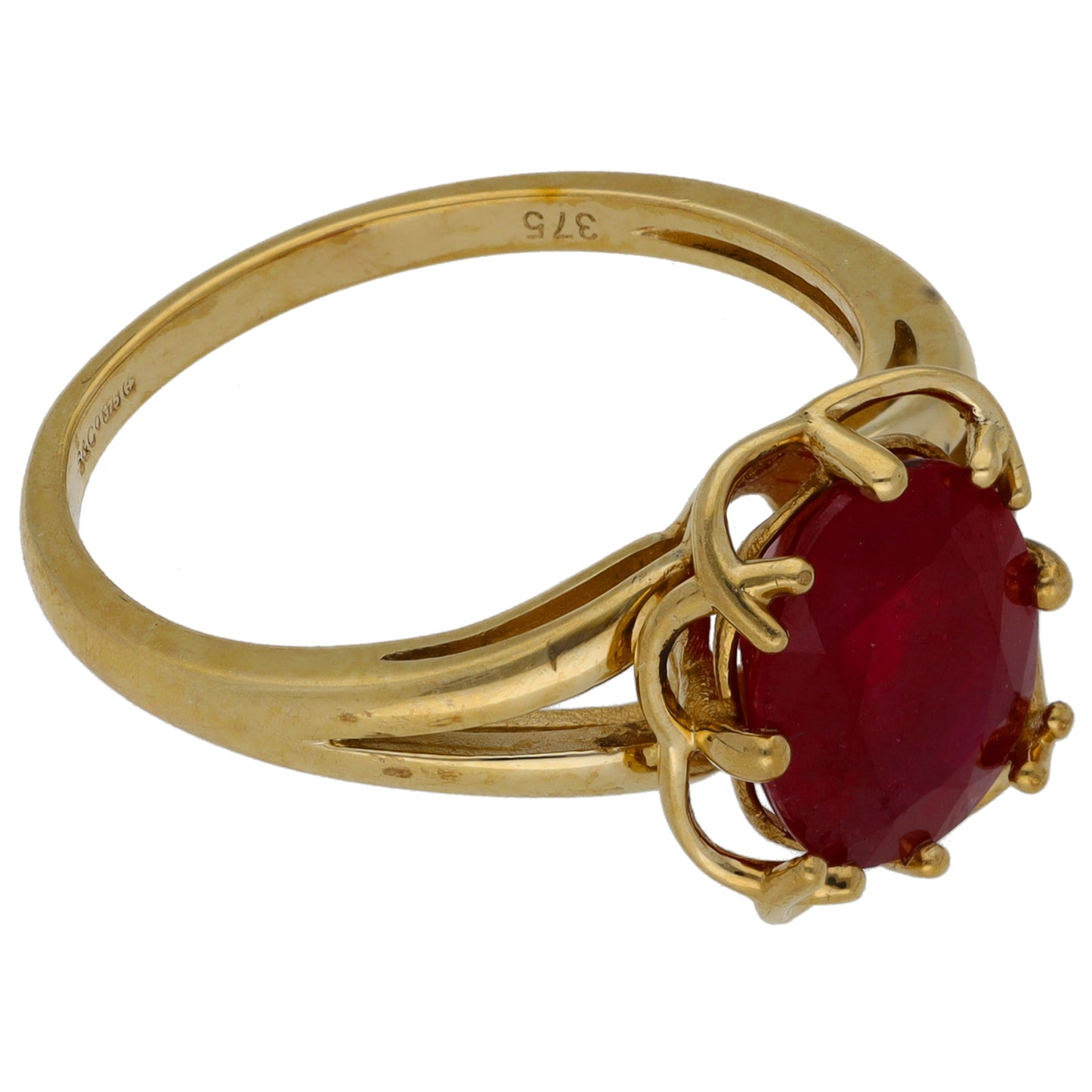 9ct Gold Man Made Ruby Single Stone Ring Size T