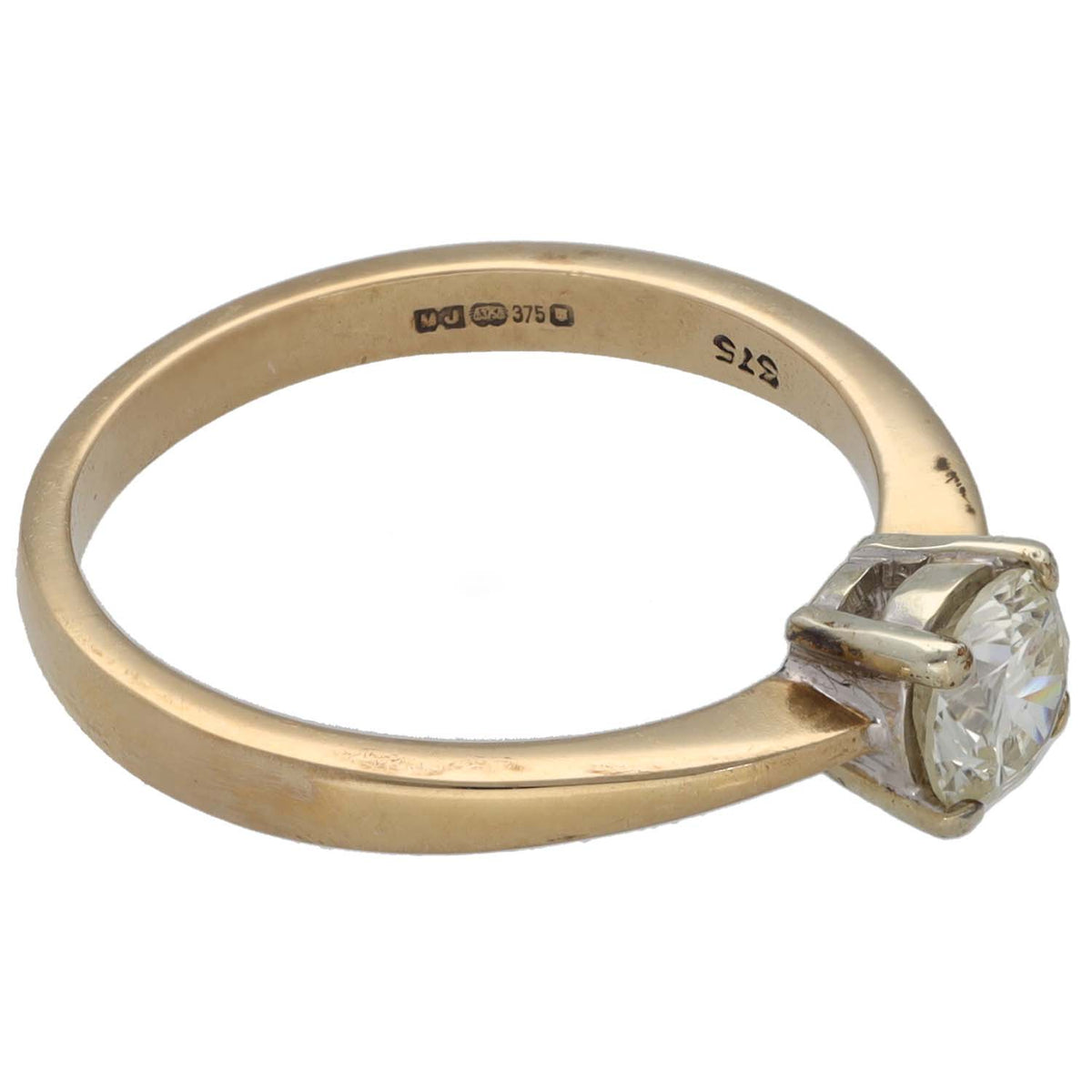 9ct Gold 0.50ct Diamond Solitaire Ring Size M