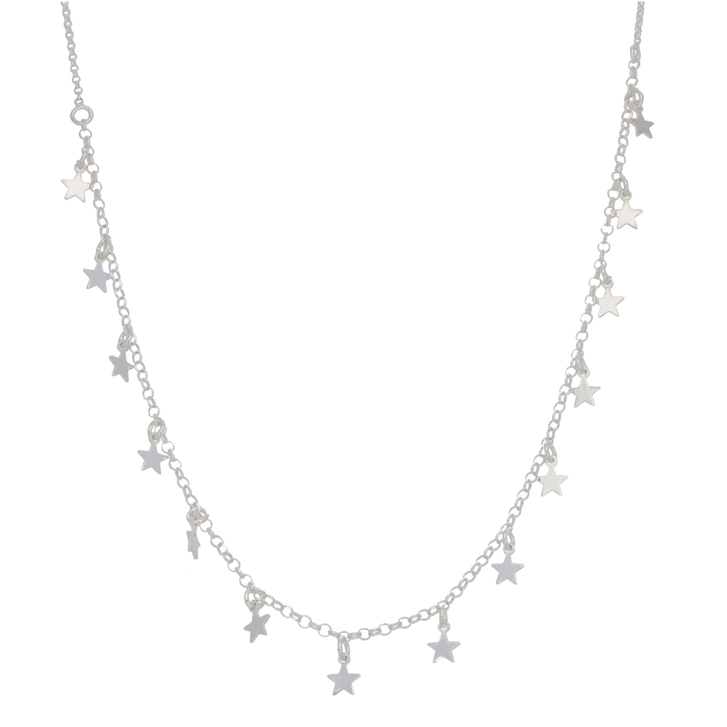 New Sterling Silver Star Necklace 16"
