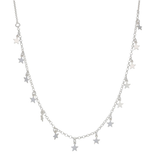 New Sterling Silver Star Necklace 16"
