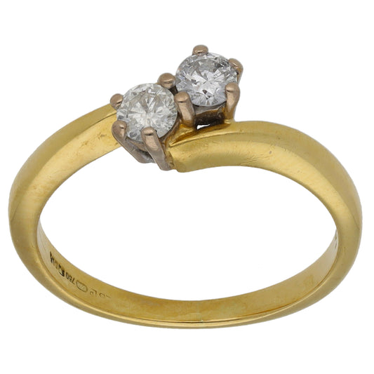 18ct Gold 0.25ct Diamond Two Stone Ring Size K