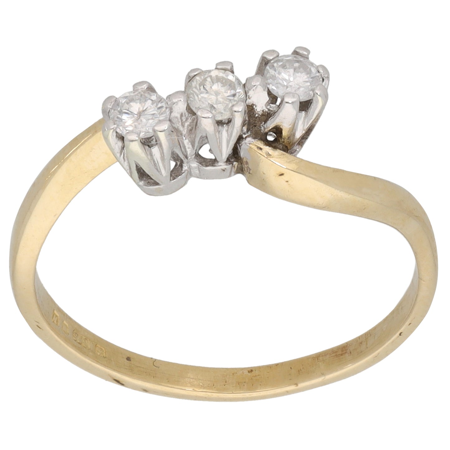 9ct Gold 0.15ct Diamond Trilogy Ring Size N